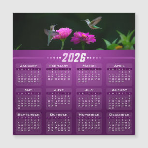 Magnétique Colibris dans le jardin carte de calendrier magnét