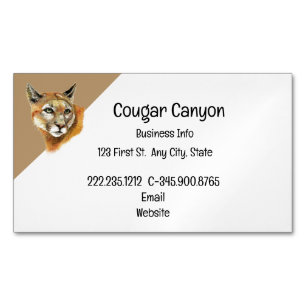 Magnétique Cougar aquarelle avec Carte de visite de sentiers 