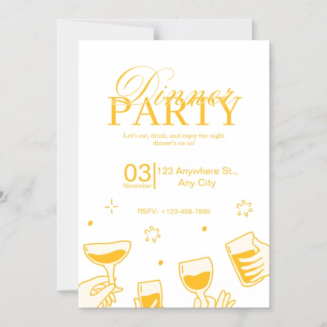 Magnétique Customizable Dinner Party Invitation Card (Recto)