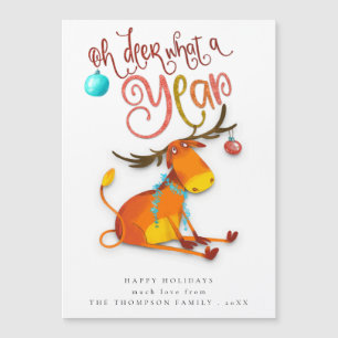 Magnétique Drôle Mignonne Oh Deer Quel An Carte De Vacances M