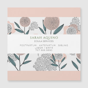 Magnétique Dusty Pêche Floral Doula Carte de visite magnétiqu
