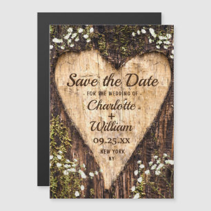 Magnétique Écorce Coeur Mariage Enregistrer La Date Carte Mag