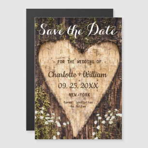 Magnétique Écorce Coeur Mariage Enregistrer La Date Carte Mag