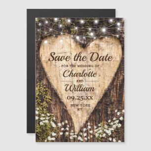 Magnétique Écorce Coeur Mariage Enregistrer La Date Carte Mag