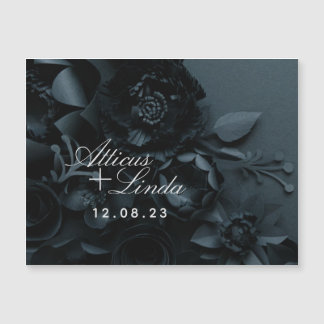 Magnétique Élégant Mariage noir enregistrer carte de remercie