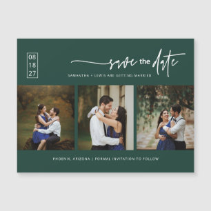Magnétique Emerald Green Photo Enregistrer la date Carte magn