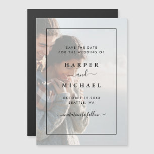 Magnétique Faded Photo Elegant Enregistrer la date Carte magn