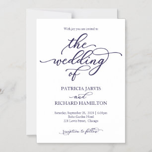 Magnétique Faire invitation de mariage calligraphié bleu mari