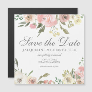 Magnétique Flore rose vif Enregistrer la date Carte magnétiqu
