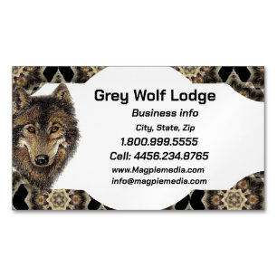 Magnétique Grey Wolf Lodge Animal Wildlife Carte de visite d'