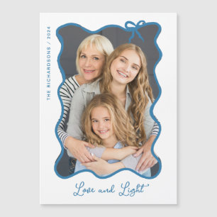 Magnétique Hanoukka Bow   Carte Hanoukka photo bleu et blanc