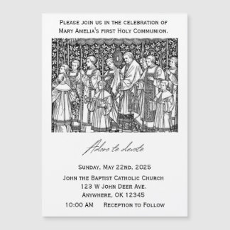Magnétique Invitation à la première communion - Adoro te Devo