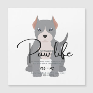 Magnétique Invitation à une journée de jeu Pit bull paw life