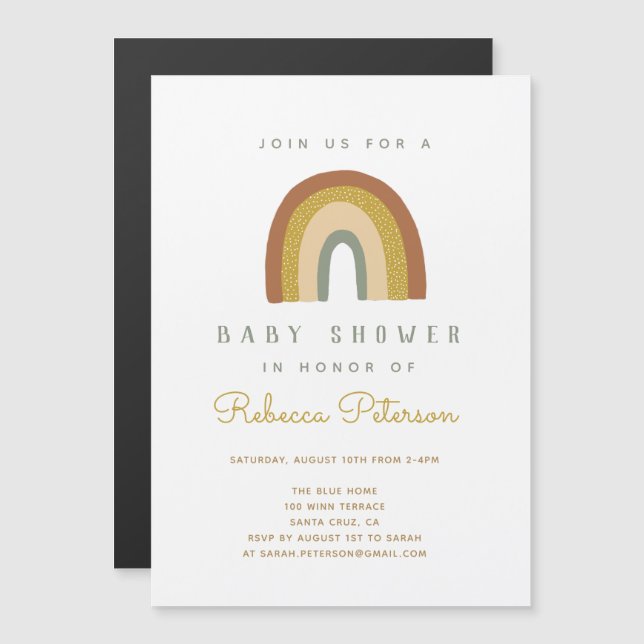 Magnétique Invitation au Baby shower arc-en-ciel (Devant / Derrière)