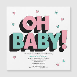 Magnétique Invitation Baby shower chic et joueuse - Oh Baby