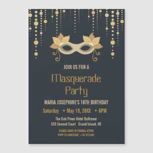 Magnétique Invitation de fête d'anniversaire Masquerade moder