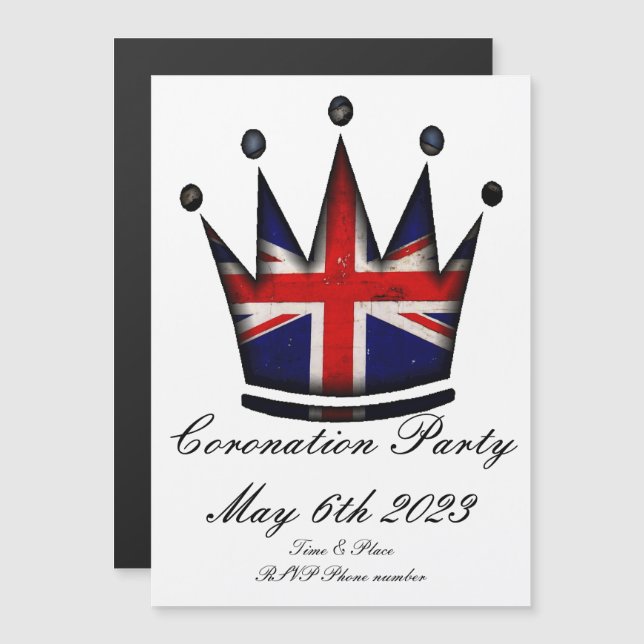 Magnétique Invitation du Coronation Party (Devant / Derrière)