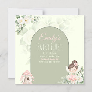 Magnétique Invitation pour le 1er anniversaire de Fée Fleur M