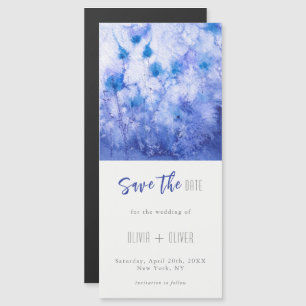 Magnétique Jardin bleu d'hiver Enregistrer la date Carte magn