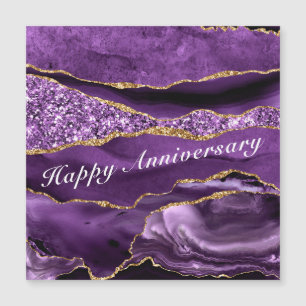 Magnétique Joyeux Anniversaire Carte Agate Violet Violet Or