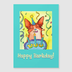 Magnétique Joyeux Barkday ! Carte d'anniversaire de Corgi