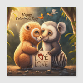Magnétique Les animaux mignons en carte amour