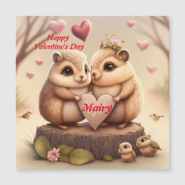 Magnétique Les mignons écureuils en carte amour