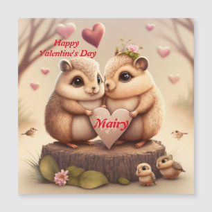 Magnétique Les mignons écureuils en carte amour