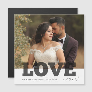 Magnétique Love Thanks Mariage Photo Carte de remerciements