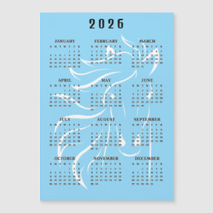 Magnétique Magnifique calendrier 2026 de cheval à carte magné