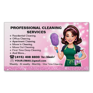 Magnétique Maid Janitorial Lady Maison Carte de visite Nettoy