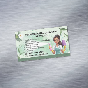 Magnétique Maid Janitorial Lady Maison Carte de visite Nettoy