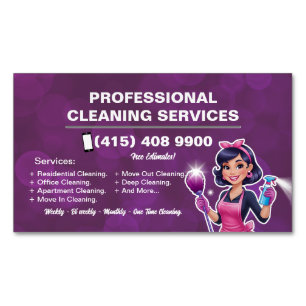 Magnétique Maid Janitorial Lady Maison Carte de visite Nettoy
