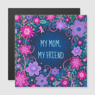 Magnétique Maman Ami Plutôt Floral Coeur Bleu Carte magnétiqu