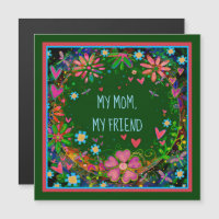 Maman Ami Plutôt Floral Coeur Vert Carte magnétiqu