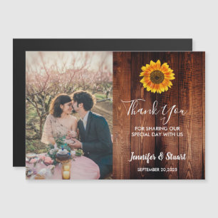 Magnétique Mariage de tournesol rustique merci carte magnétiq