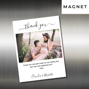 Magnétique Mariage photo carte de remerciements de luxe blanc