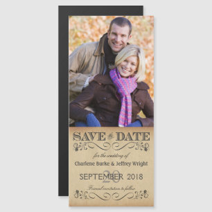 Magnétique Mariage rustique Enregistrer la date Invitation ph