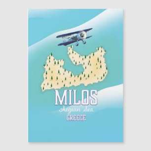 Magnétique Milos, île grecque Carte art affiche de voyage.