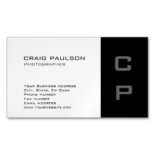 Magnétique Monogramme moderne Carte de visite noir blanc