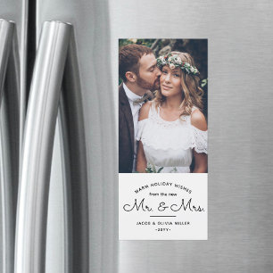 Magnétique Nouvelle carte de vacances M & Mme Newlyweds avec