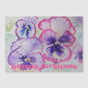Magnétique Pansies roses parfaites Carte d'anniversaire