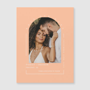 Magnétique Peach Arch Photo Enregistrer Notre Date Carte Magn