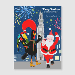 Magnétique Père Noël et le coq toast à la carte du Nouvel An