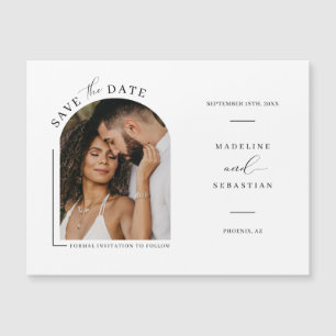 Magnétique Photo moderne Boho Arch Enregistrer la date Carte