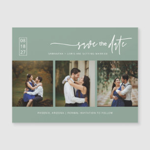 Magnétique Photo Sage Green Boho Enregistrer la date Carte ma