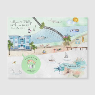 Magnétique Plage d'Ocean Isle Carte illustrée de Caroline d