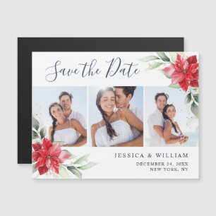 Magnétique Poinsettia Eucalyptus Enregistrer la date Carte ma