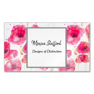 Magnétique Poppies de pavot rouge Fleurs Carte de visite d'aq