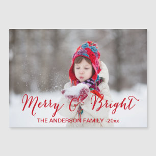Magnétique Red Merry et Bright Holiday Carte photo